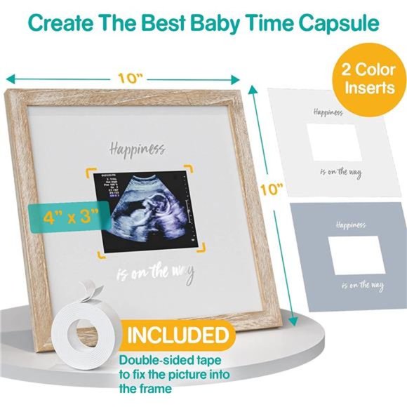 Baby Sonogram Keepsake Picture Frame, Large 10”x10” Rustic Wood  Frame - Picture 3 of 7